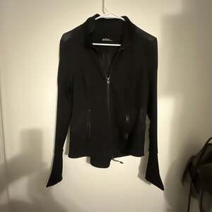 Zella Mesh Athletic Zip-Up Track Jacket with Thumbholes - Black